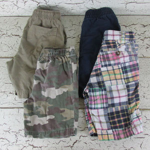 Lot of 4/4T Boys Shorts Khaki Navy Camo Plaid